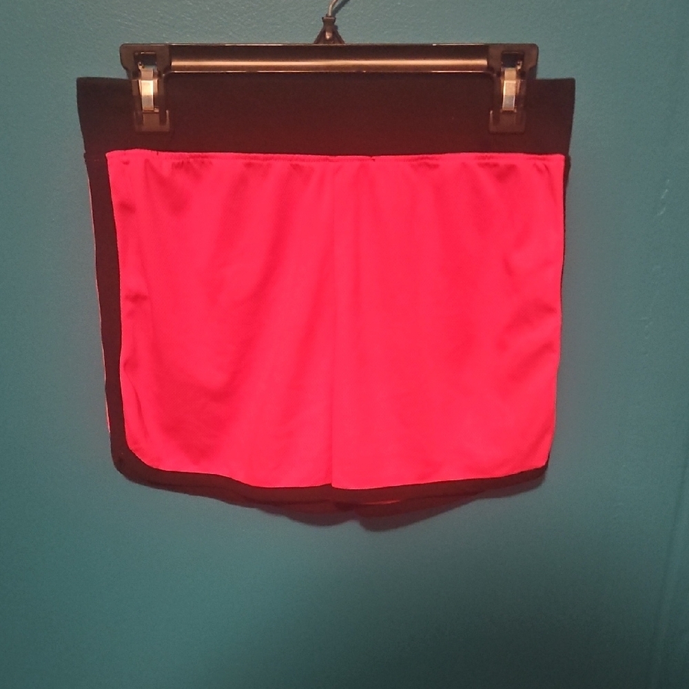 Neon Pink Athletic Shorts with Black Trim